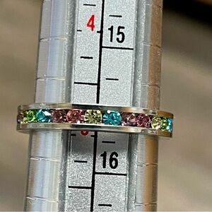 Elegant Multicolor Gemstone Silver Band